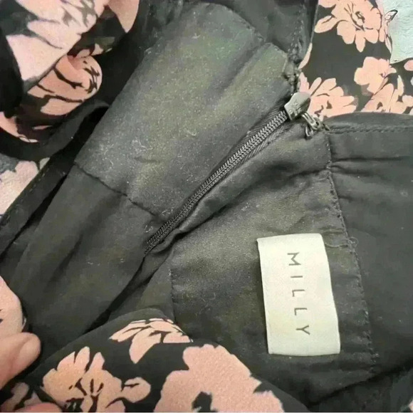 Milly Deni Floral Print Chiffon Maxi Dress Size 2 In Pink Wedding Formal Garden - Picture 8 of 13